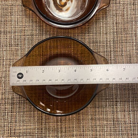 Brown Amber Fire King Anchor Hocking 12 Oz Mini Casserole w Lid Tab Handle #472 - Picture 9 of 10